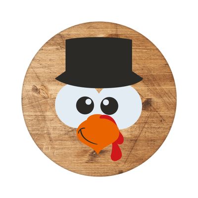 Turkey face Thanksgiving Round Metal Sign