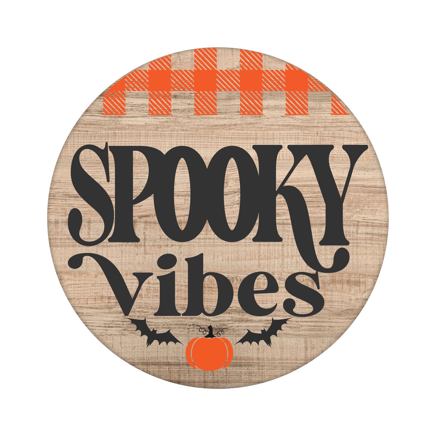 Spooky Vibes Halloween Round Metal Sign