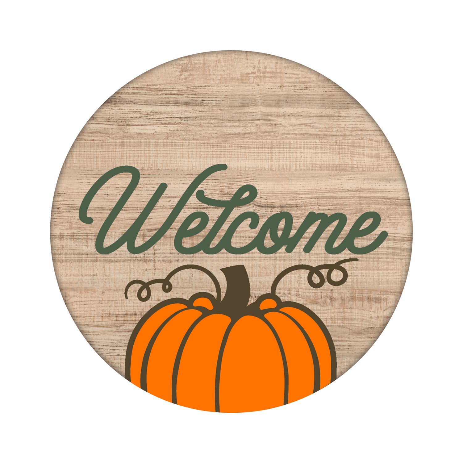 Welcome Pumpkin Round Metal Sign