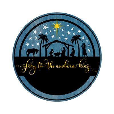 Nativity Christmas Round Metal Sign