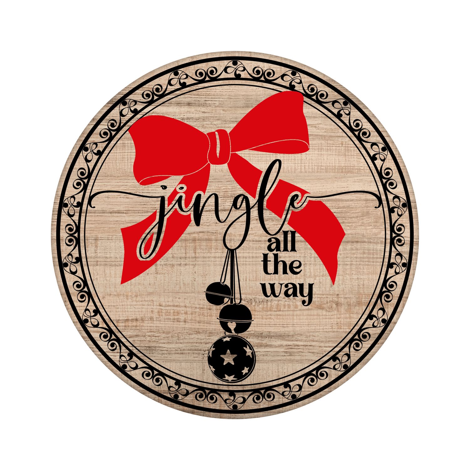 Jingle all the way Christmas Round Metal Sign