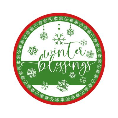 Winter Blessings Round Metal Sign