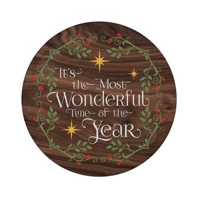 Most Wonderful Time of the Year Christmas Round Metal Sign