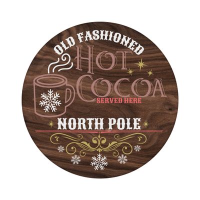 North Pole Hot Cocoa Round Metal Sign