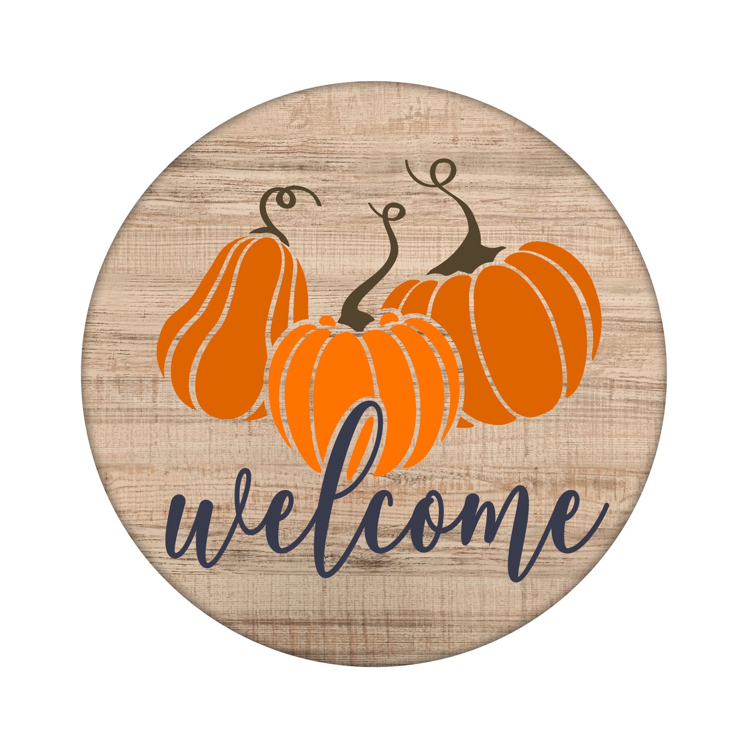 Welcome Pumpkins Round Metal Sign
