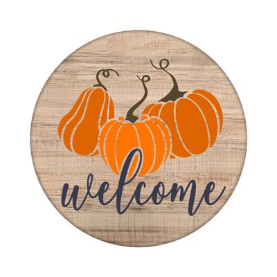 Welcome Pumpkins Round Metal Sign