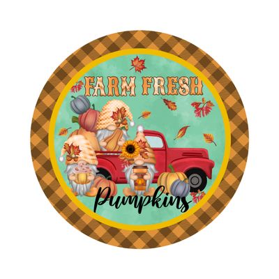 Farm Fresh Pumpkins Truck Round Metal Sign