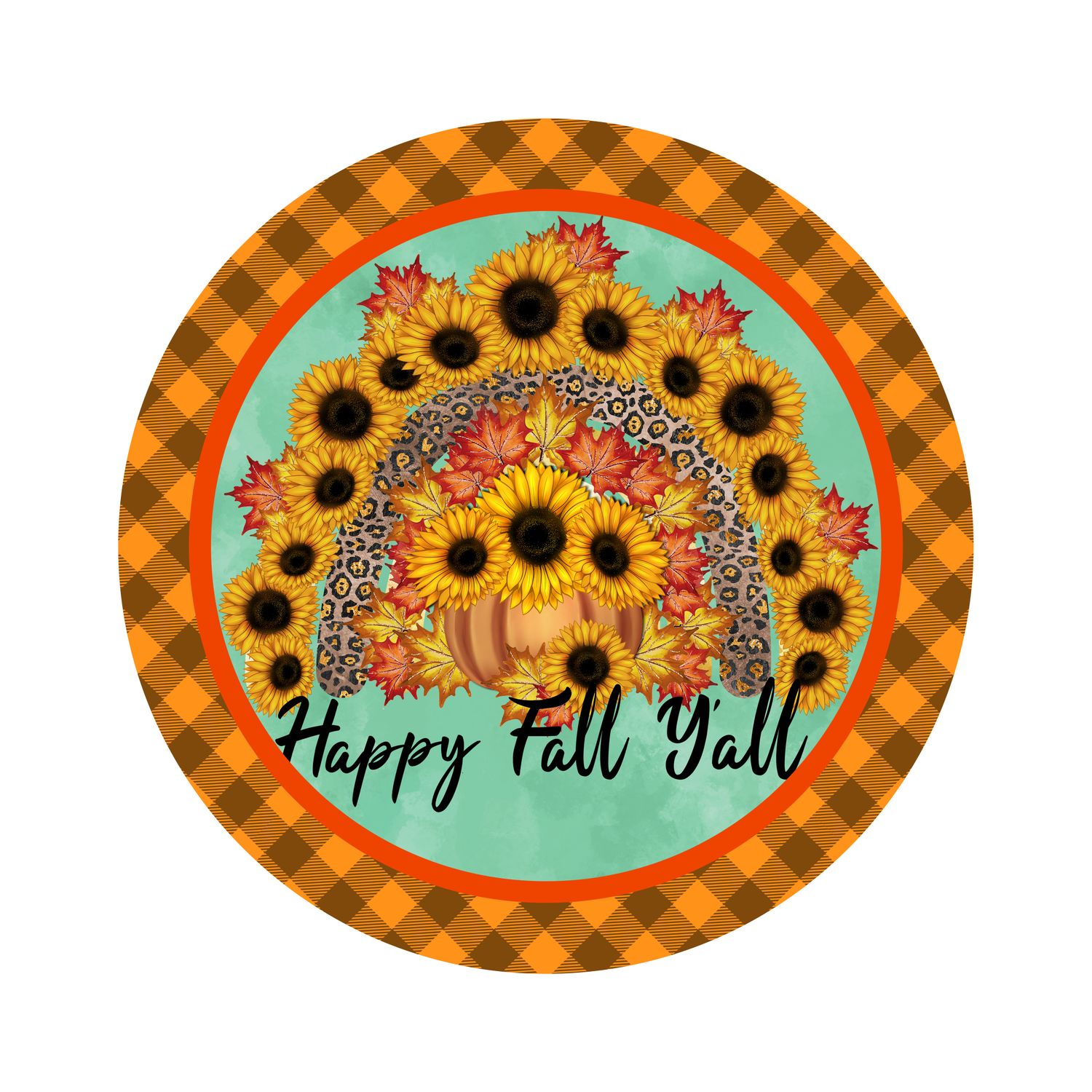 Happy Fall Y&#39;all Round Metal Sign
