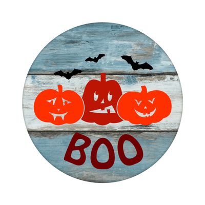 Boo Pumpkins Halloween Round Metal Sign
