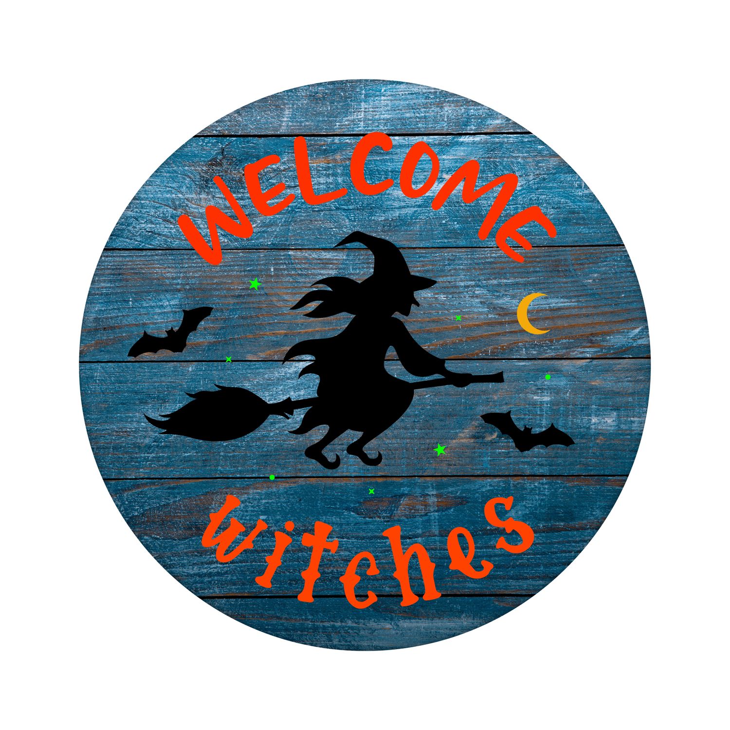 Welcome Witches Halloween Round Metal Sign