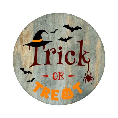 Trick or Treat Halloween Round Metal Sign
