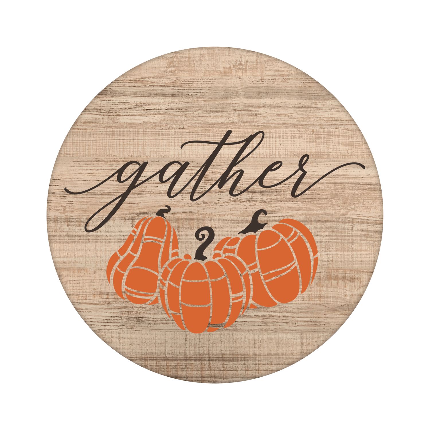 Gather Pumpkins Fall Round Metal Sign