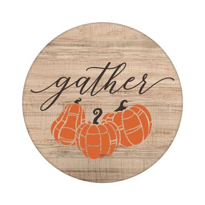 Gather Pumpkins Fall Round Metal Sign