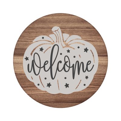 Welcome Pumpkin Round Metal Sign