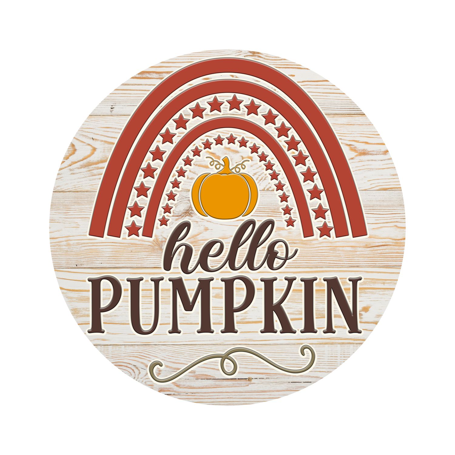 Hello Pumpkin Thanksgiving Round Metal Sign
