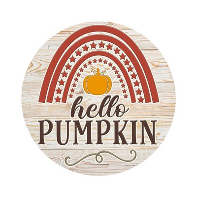 Hello Pumpkin Thanksgiving Round Metal Sign