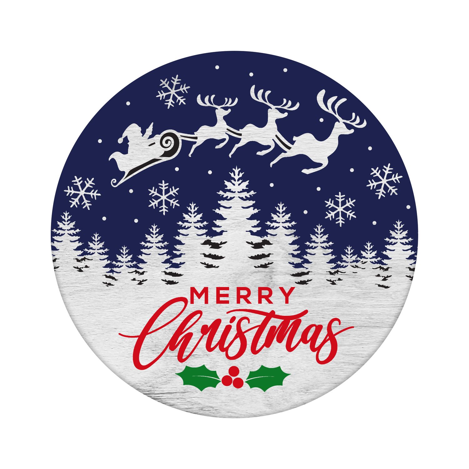 Merry Christmas Round Metal Sign