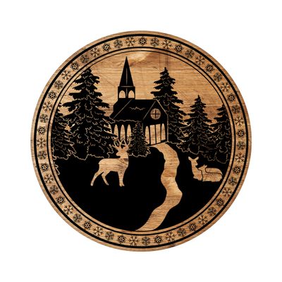 Reindeer Christmas Round Metal Sign