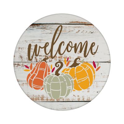 Welcome Pumpkins Round Metal Sign