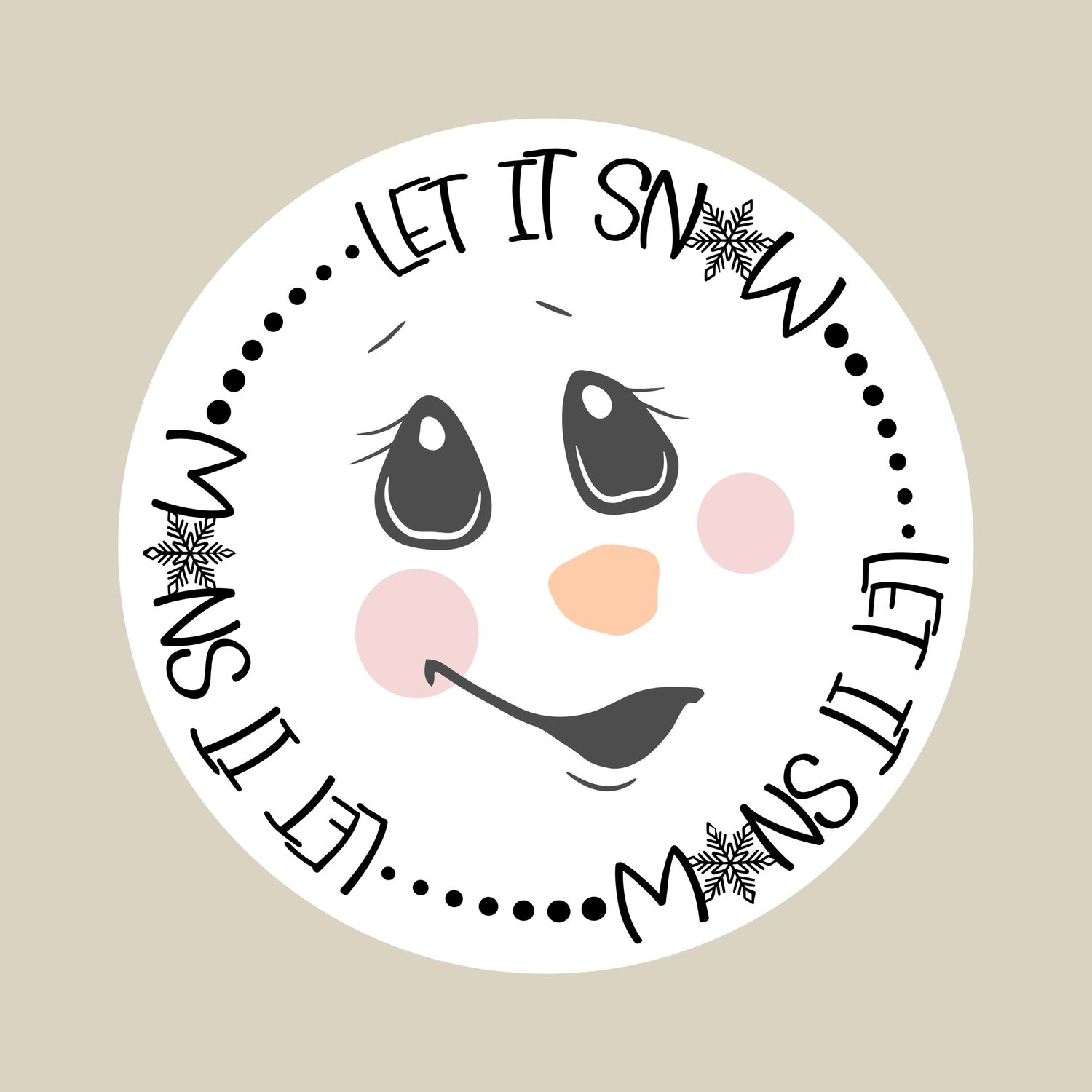 Let it Snow Snowman Christmas Round Metal Sign