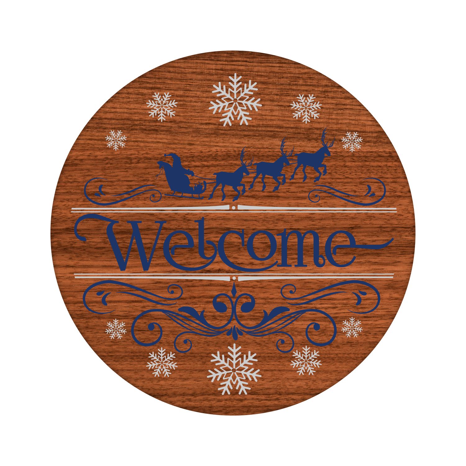 Welcome Christmas Round Metal Sign