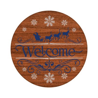 Welcome Christmas Round Metal Sign