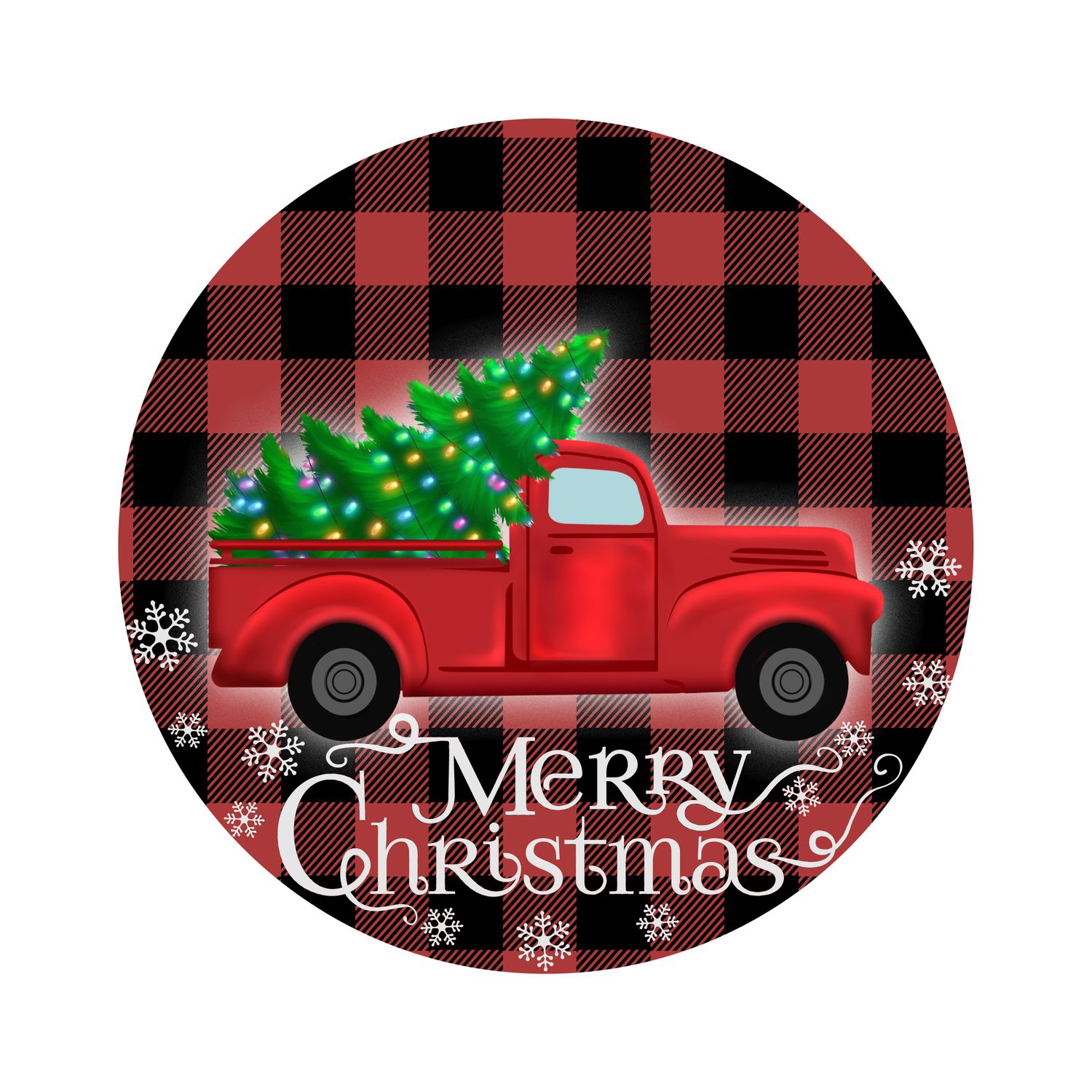 Merry Christmas Round Metal Sign