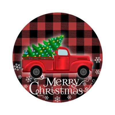 Merry Christmas Round Metal Sign