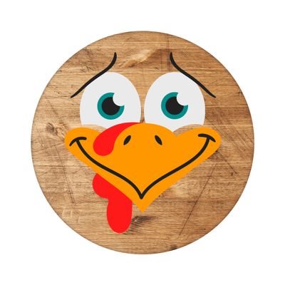 Turkey face Thanksgiving Round Metal Sign