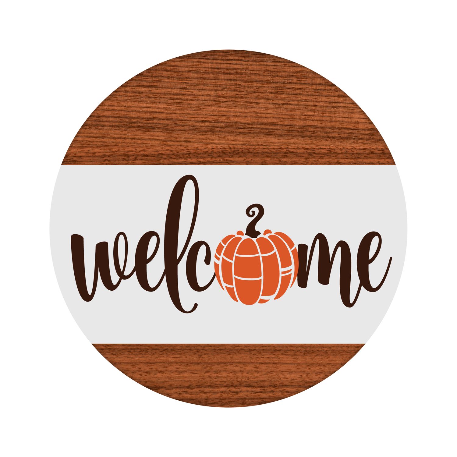 Welcome Pumpkin Round Metal Sign