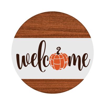 Welcome Pumpkin Round Metal Sign