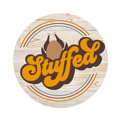 Stuffed Thanksgiving Round Metal Sign