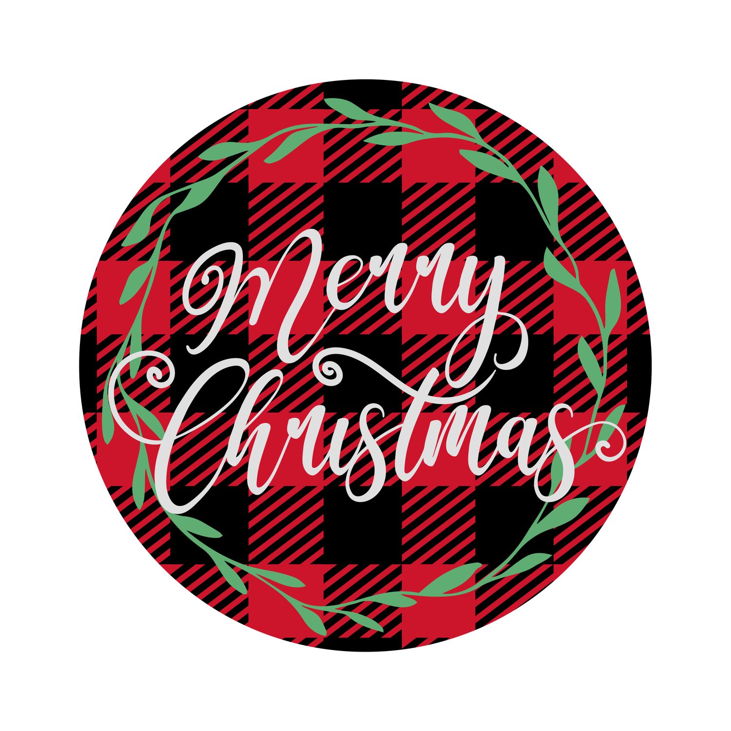 Merry Christmas Round Metal Sign