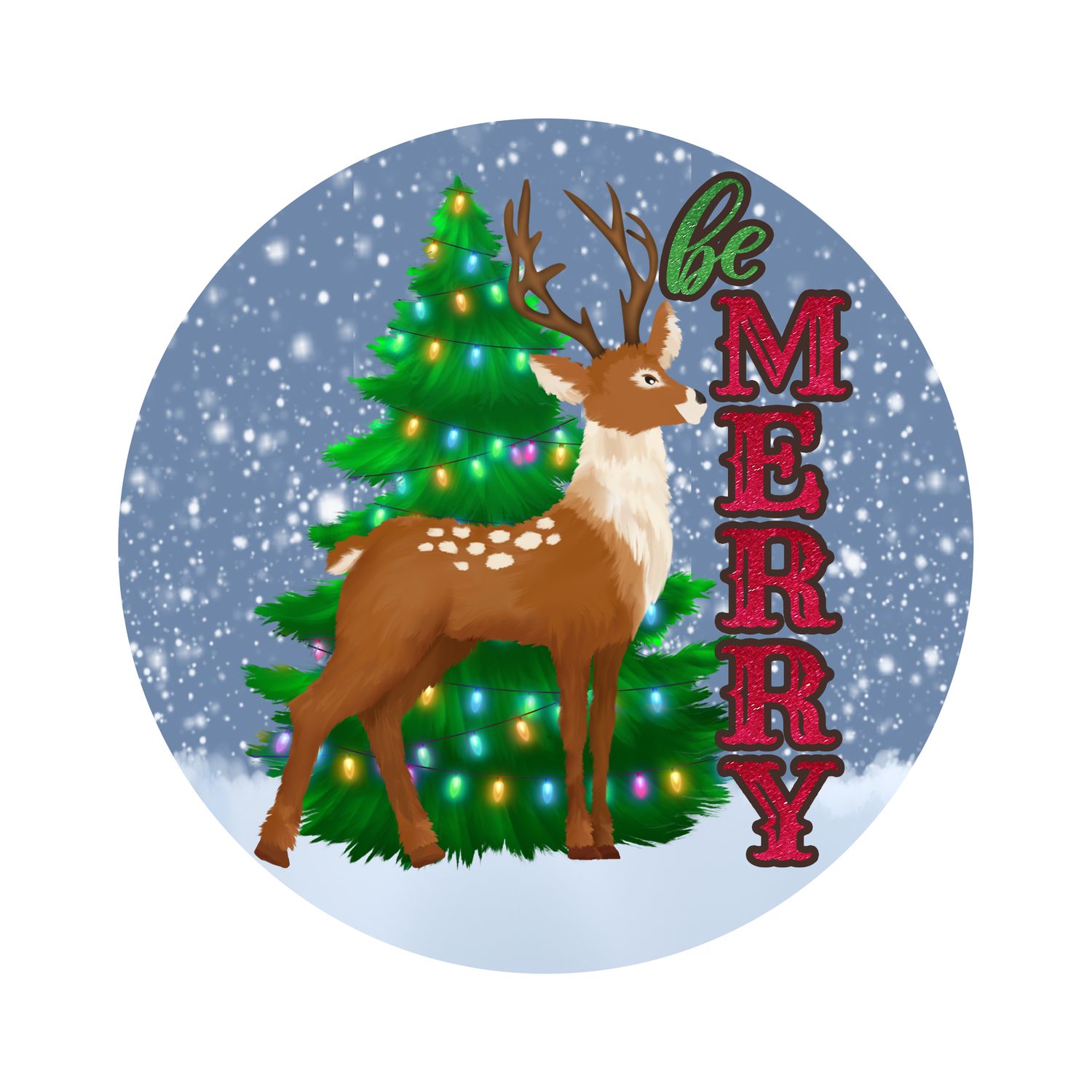 Be Merry Christmas Round Metal Sign