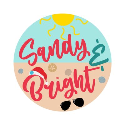 Sandy &amp; Bright Beach Christmas Round Metal Sign