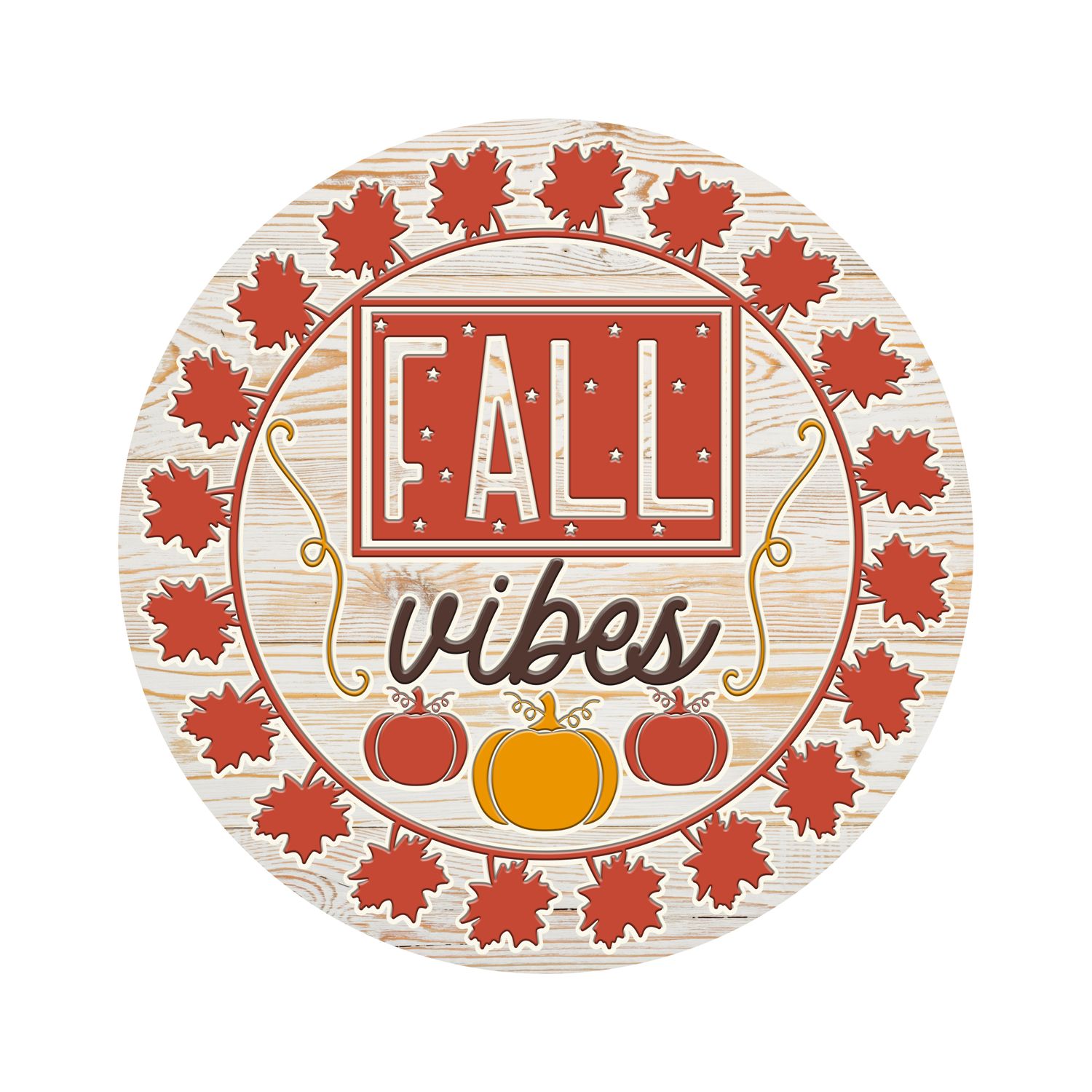 Fall Vibes Round Metal Sign
