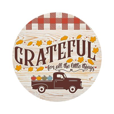 Grateful Thanksgiving Round Metal Sign