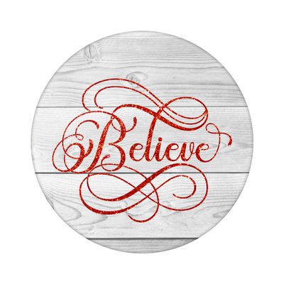 Believe Christmas Round Metal Sign