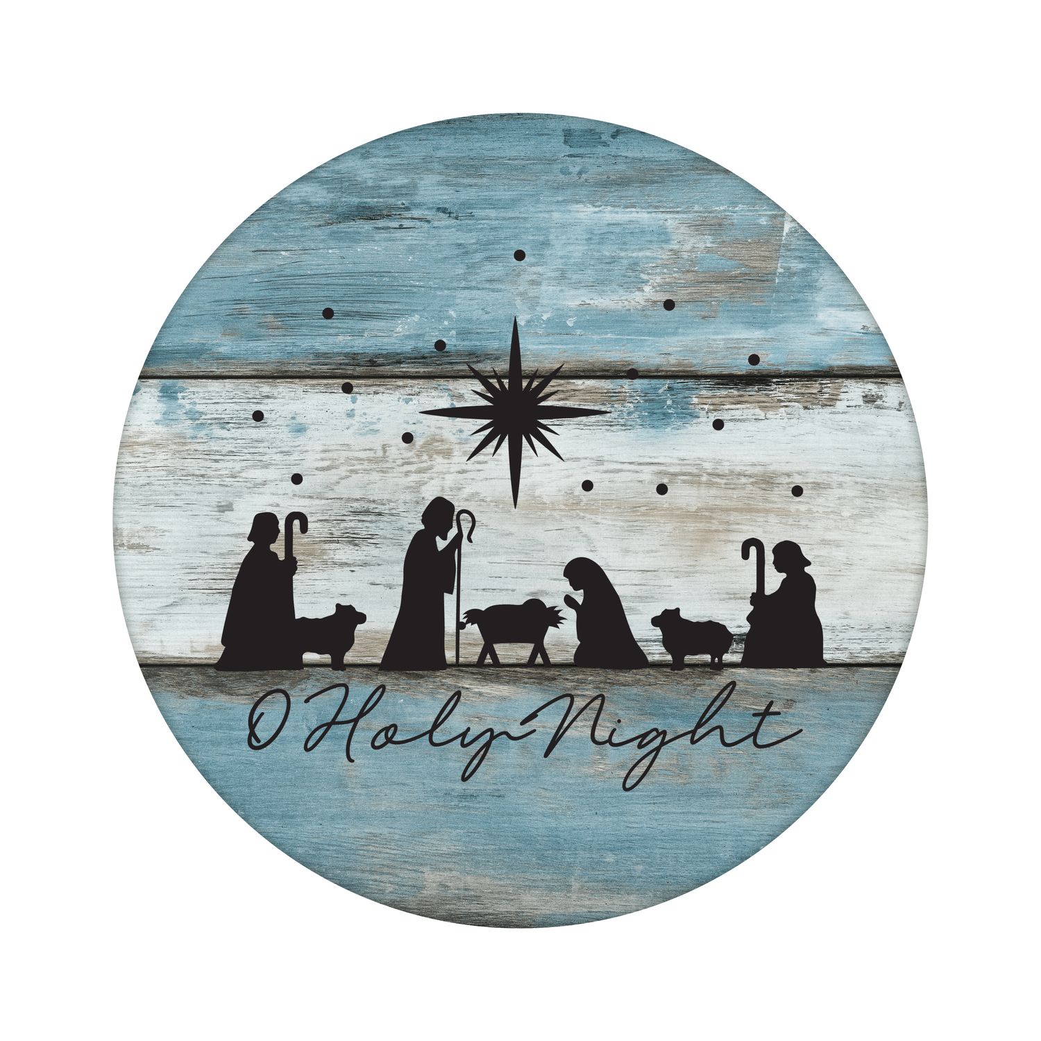 O Holy Night Christmas Round Metal Sign