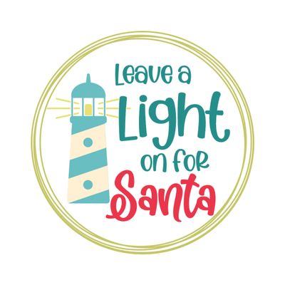 Lighthouse Beach Christmas Round Metal Sign