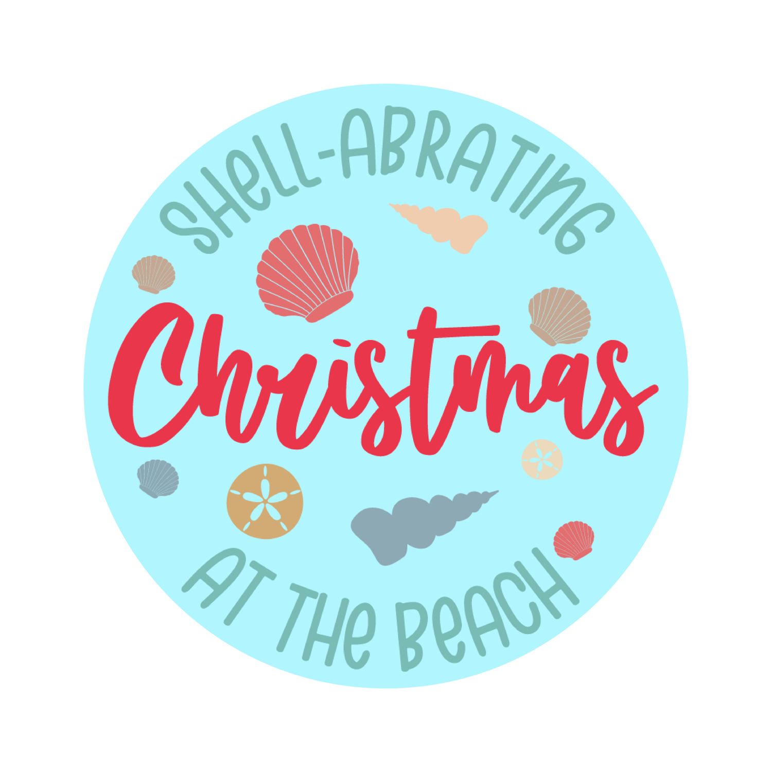 Beach Christmas Round Metal Sign