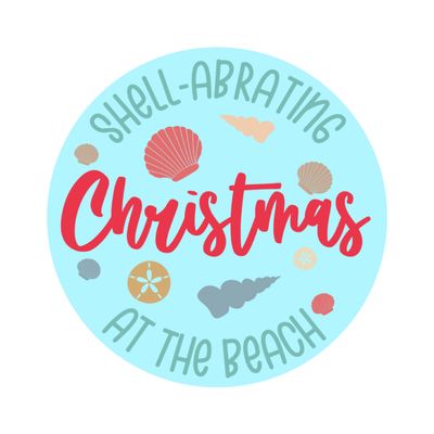 Beach Christmas Round Metal Sign