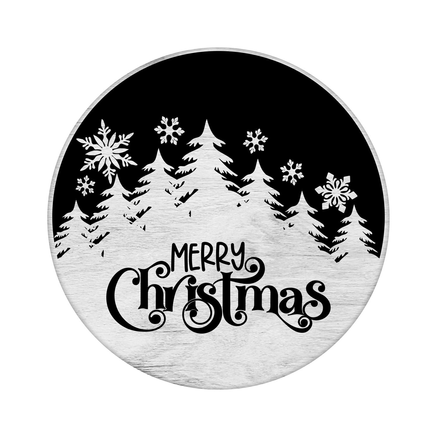 Merry Christmas Round Metal Sign