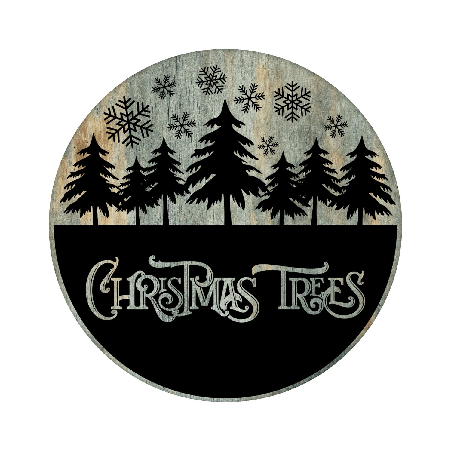 Christmas Trees Round Metal Sign