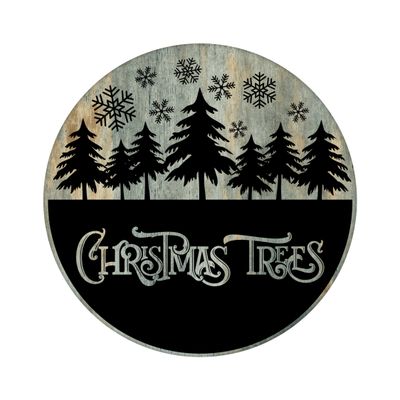 Christmas Trees Round Metal Sign