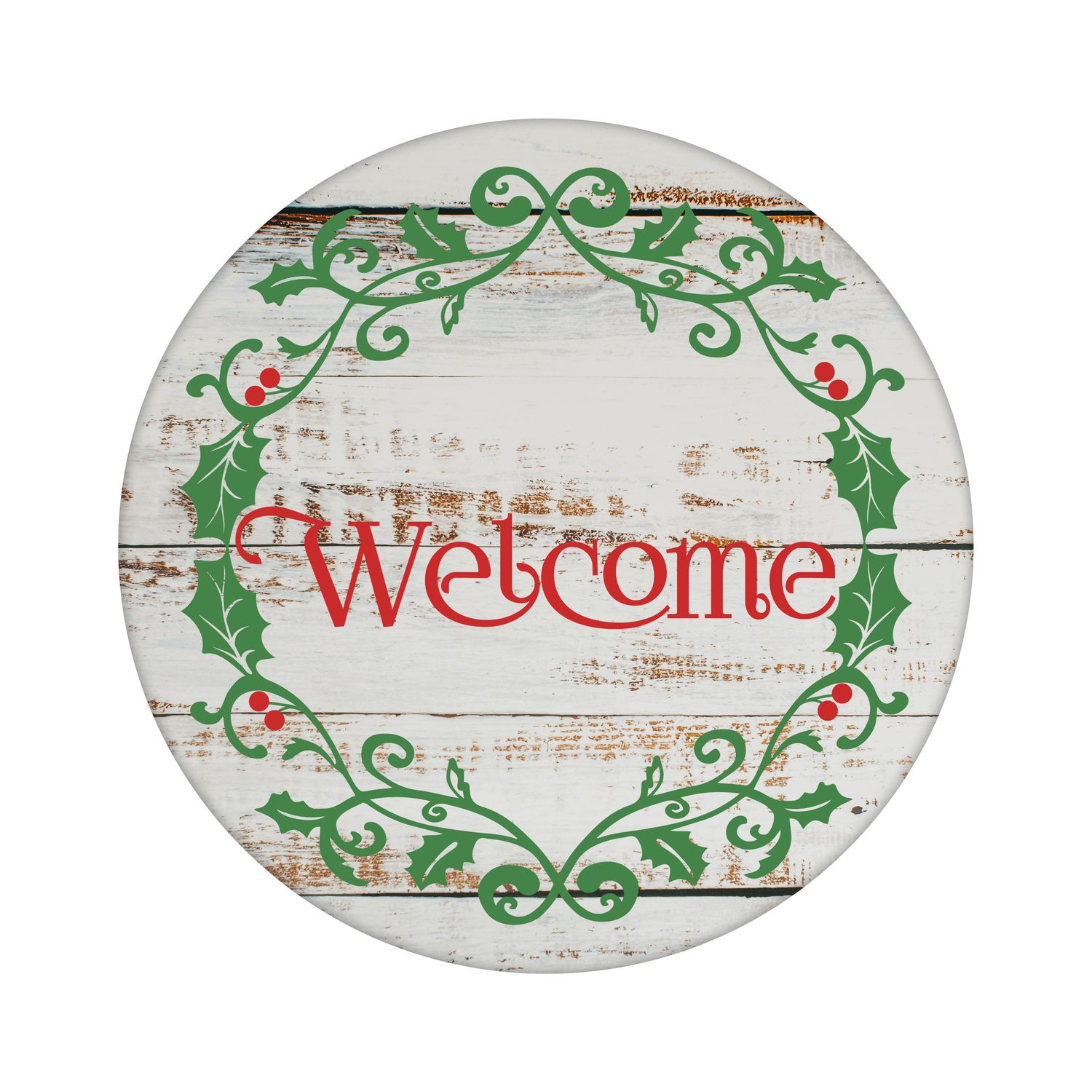 Welcome Christmas Round Metal Sign