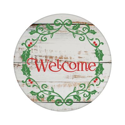 Welcome Christmas Round Metal Sign