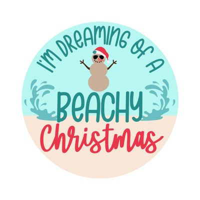 Beach Christmas Round Metal Sign