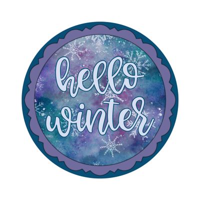 Hello Winter Christmas Round Metal Sign