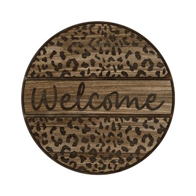 Leopard Print Everyday Welcome Round Metal Sign